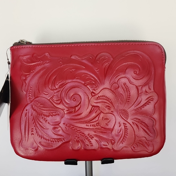 Patricia Nash Handbags - Patricia Nash Red Embossed Leather Clutch